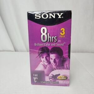 Sony 8 Hrs Standard grade T-160 VHS Tapes Blank Video Lot Set of 3 New Sealed